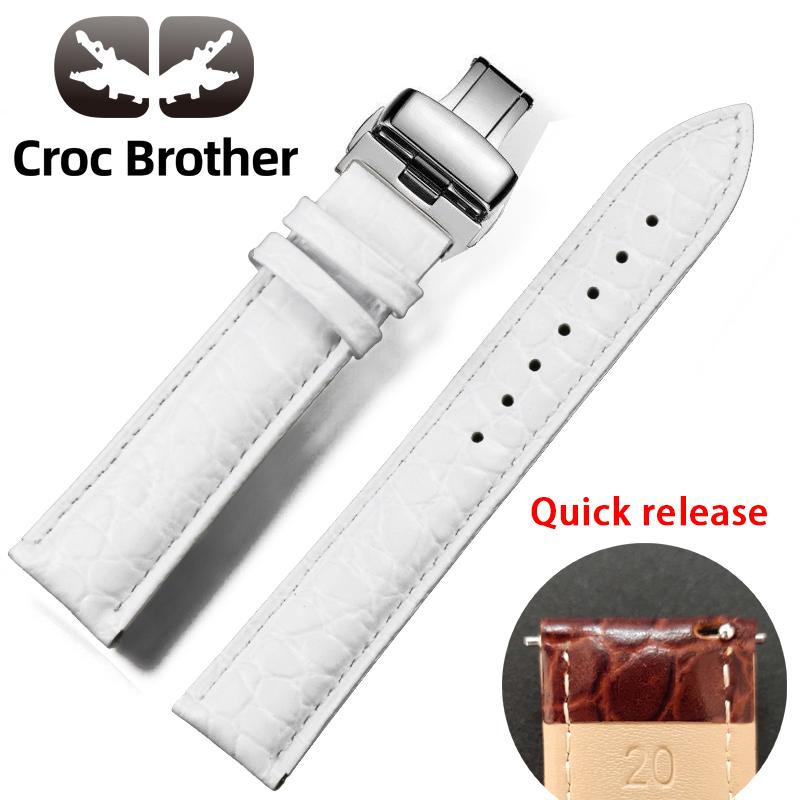 

Бесплатная доставка Натуральная коровья кожа Быстросъемный Ремешок для часов 20 мм 22 мм Крокодиловый ремешок Кожа крокодила Натуральный ремешок 22mm белый