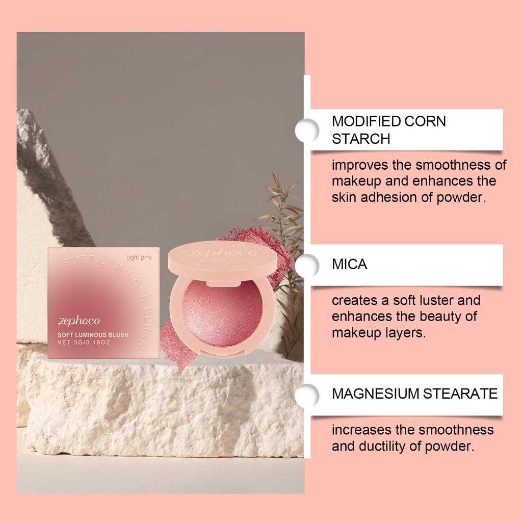 Subtle Powder Blush, Highlighter Blush, Light, Rosy And Delicate Blush, Long-lasting Without Smudging