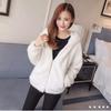 Women's Autumn and Winter Solid Colour Padded Thickened Hooded Jacket Plus Size Warm Short Casual Loose Zip Outerwear