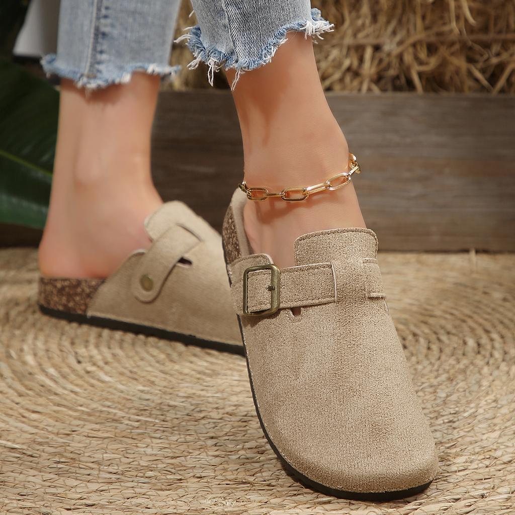 Fashion Women Closed Toe Flat Slippers Summer New Cork Platform Shoes for Women Casual Clogs Slippers Outdoor Flats Sandals Slides Women