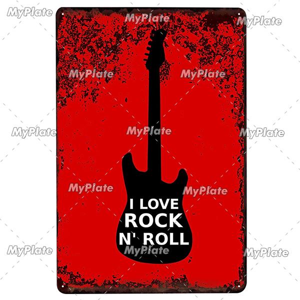 Hudba Gitar Vintage Plechová cedule Plechová cedule Rock Plaketa Domov Nástěnná dekorace Barová cedule Domácí Dekor Země Plakát Drop Shipping
