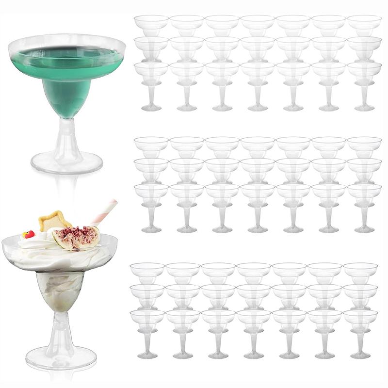 18Pcs Plastic Margarita Glasses, Disposable Stackable Champagne Cups for Bar Wedding Party, Cocktail Martini Drink Clear Cups