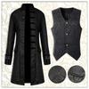 Fashion Men's Jacket Steampunk Retro Trench Coat/Vest Gothic Victorian Dress Uniform Medieval Windbreaker Coat/Vest Opera Costume