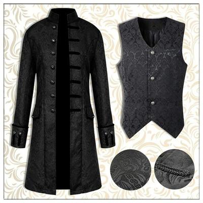 Fashion Men's Jacket Steampunk Retro Trench Coat/Vest Gothic Victorian Dress Uniform Medieval Windbreaker Coat/Vest Opera Costume