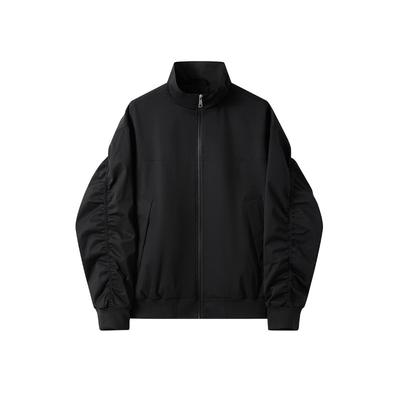American Retro Jacket Stand-up Collar Jacket Men's Autumn and Winter Solid Color Casual Loose Zipper Jacket