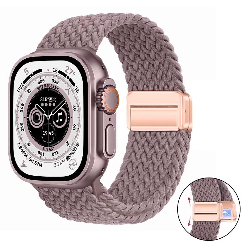 Nylon Braided Band For Apple Watch Series Ultra 3 2 1 49mm 11 10 46mm 42mm 9 8 7 45mm 41mm Magnetic Strap iWatch 6 5 SE 44/40mm Belt