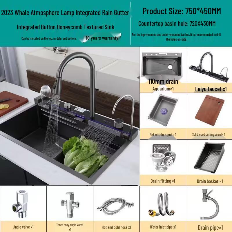 Thickened 304 Stainless Steel Veggie Washer with Digital Display & Honeycomb Design