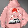 A Men'S Casual Stylish Japanese-Inspired Hoodie Featuring Mountain And Freedom Elements, Long-Sleeved Pullover, Regular Fit.