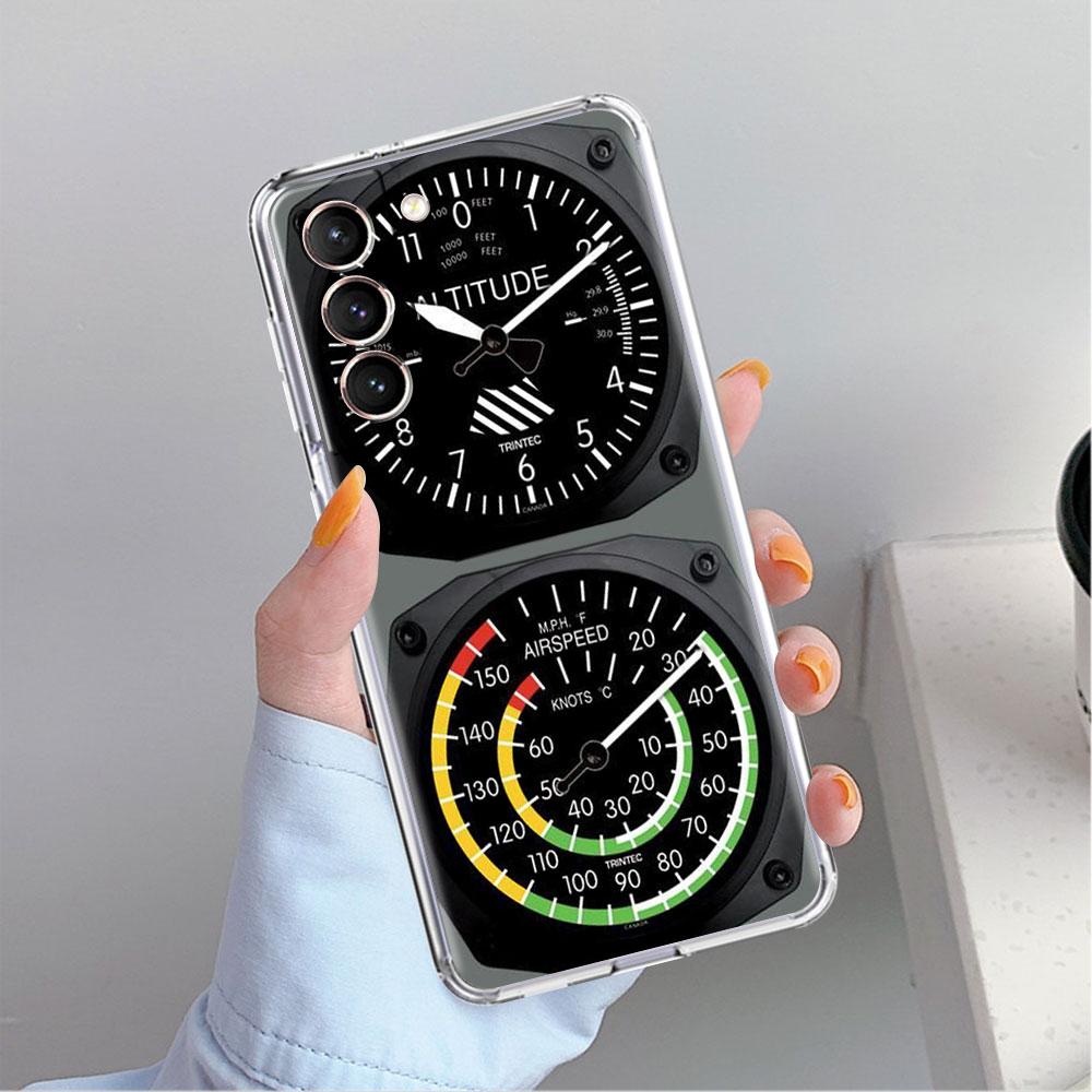 Clear Case For Samsung Galaxy S22 S20 FE S21 S23 Plus Note 20 10 Phone Shell Aviation Aeroplane Helicopter Cockpit Instrument