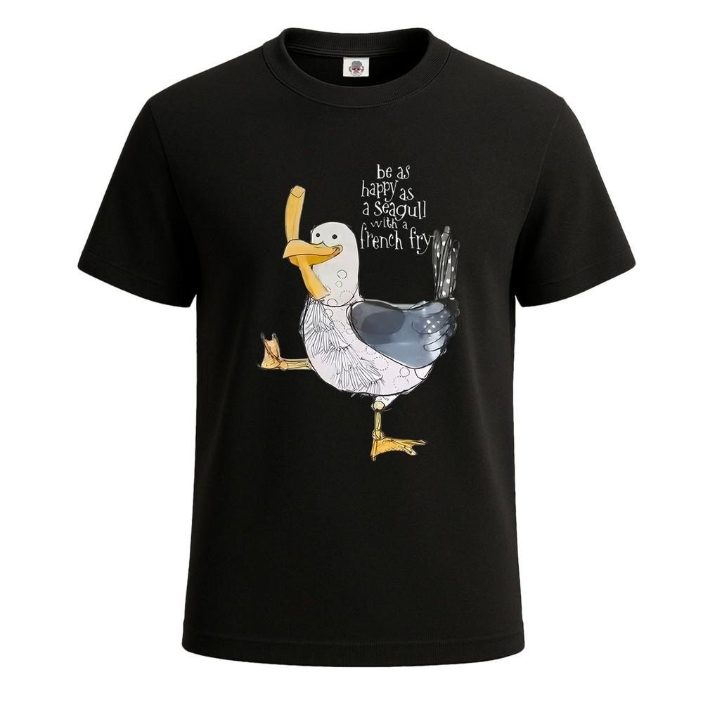 Happy as seagull with french fry funny novelty party mens tshirt gift tee top 2XL