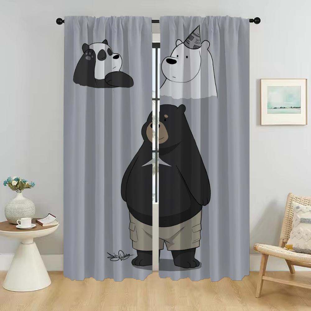 Elegant Room Curtains 2 Pieces We Bear Bears Window Curtain for Room 2 Panel Shades Home Interior Curtains Halloween Decoration
