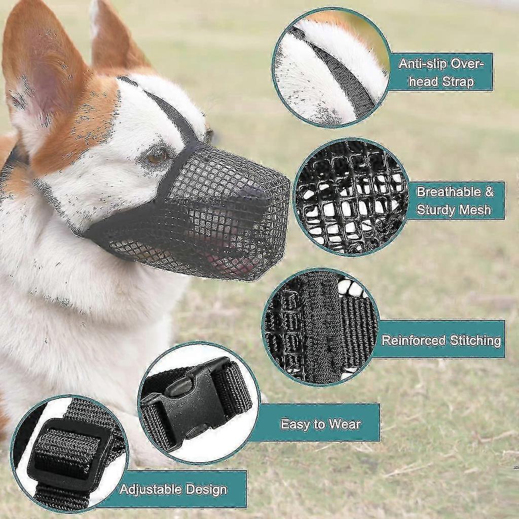 25-26 Dog Muzzle With Adjustable Straps, Soft Mesh Covered Muzzles For Small Medium Large Dogs