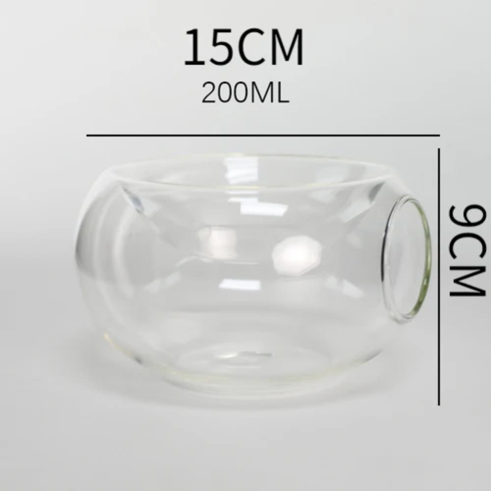 Transparent High-temperature Glass Bowl with Side Opening Dry Ice Bowl Creative Cuisine Tableware Special Restaurant Salad Bowl