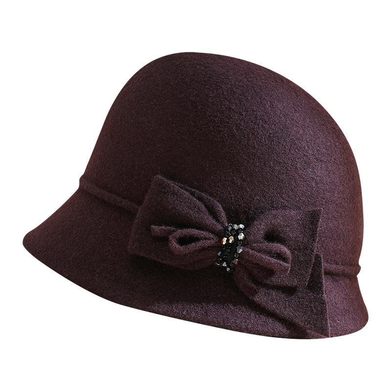 Top Hat Women's Autumn and Winter Wool Retro Woolen Hat Dome Fashion Versatile Basin Hat Outdoor Warm Bucket Hat