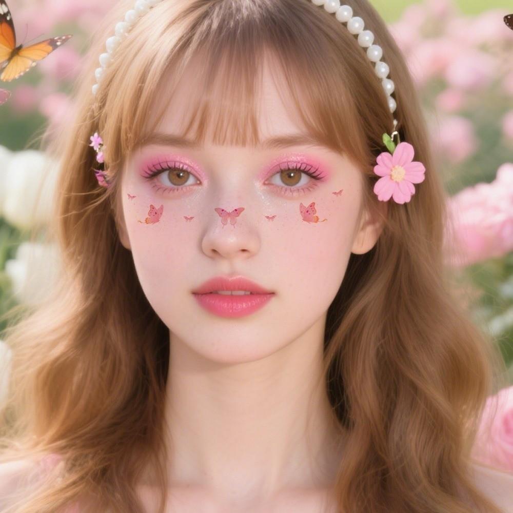 Sweet Style Face Tattoos Waterproof Scrapbook Stickers Realistic Stickers Holiday Events