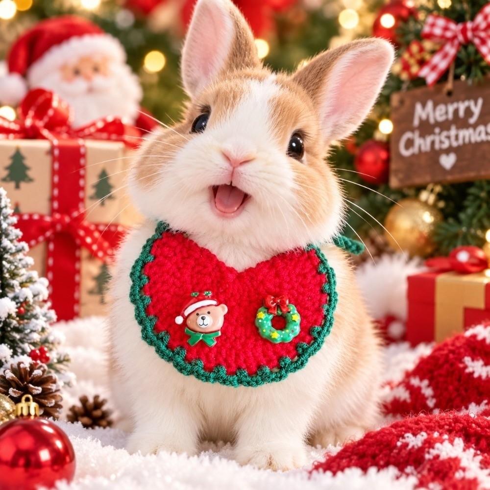 Santa Badge Pet Santa Scarf Crochet Pattern .Knit Kitten Bandana Christmas Cat Bib Cat Lovers