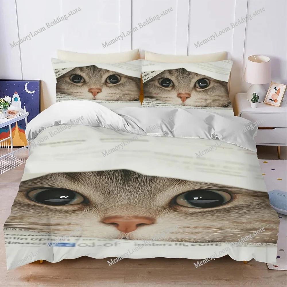 Cute Cat Aesthetic Art Duvet Cover Set Home Style Bedding Soft Laundry Cotton Bed Four Seasons Student Dormitory Home Textile741
