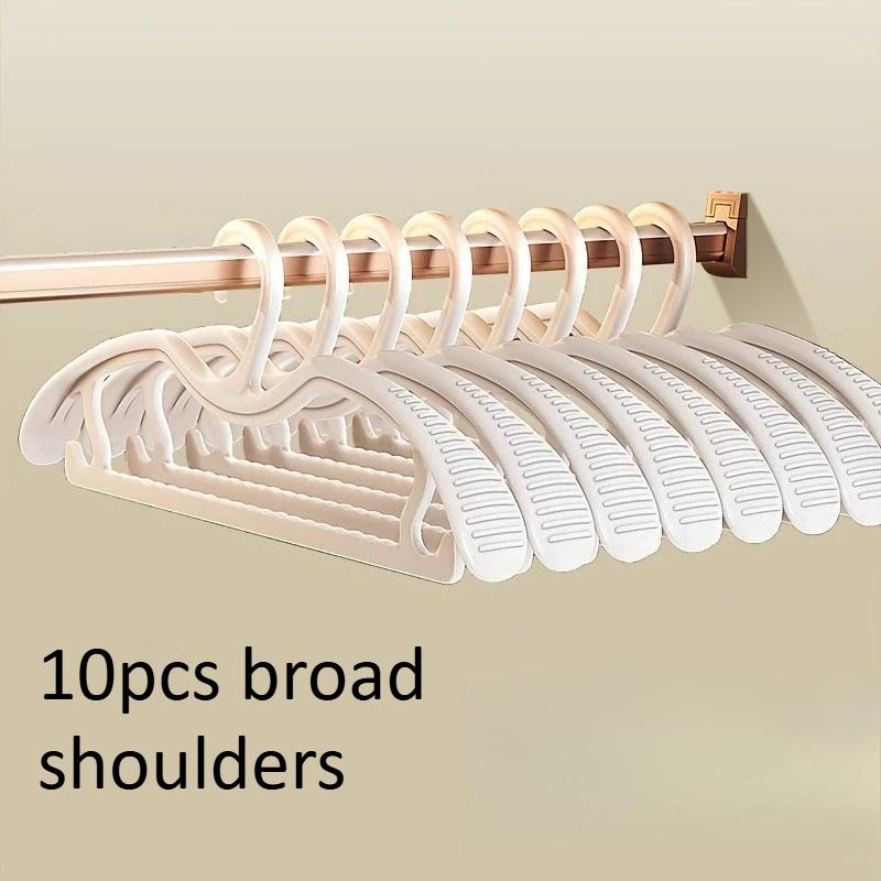 10pcs Wide Shoulder Hangers Short Neck Non-Slip Mark-Free Space Saving Closet Organizer for Home Dorm Wardrobe Garment