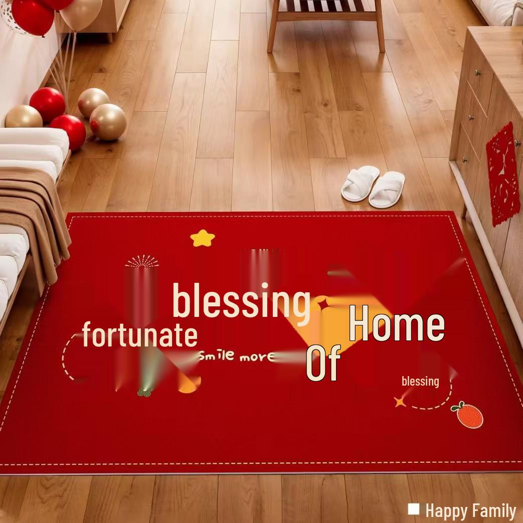 

New Year Cartoon Red Door Mat - Stain-Resistant, Easy-to-Clean, High-End Entrance Decoration 40x60 cm