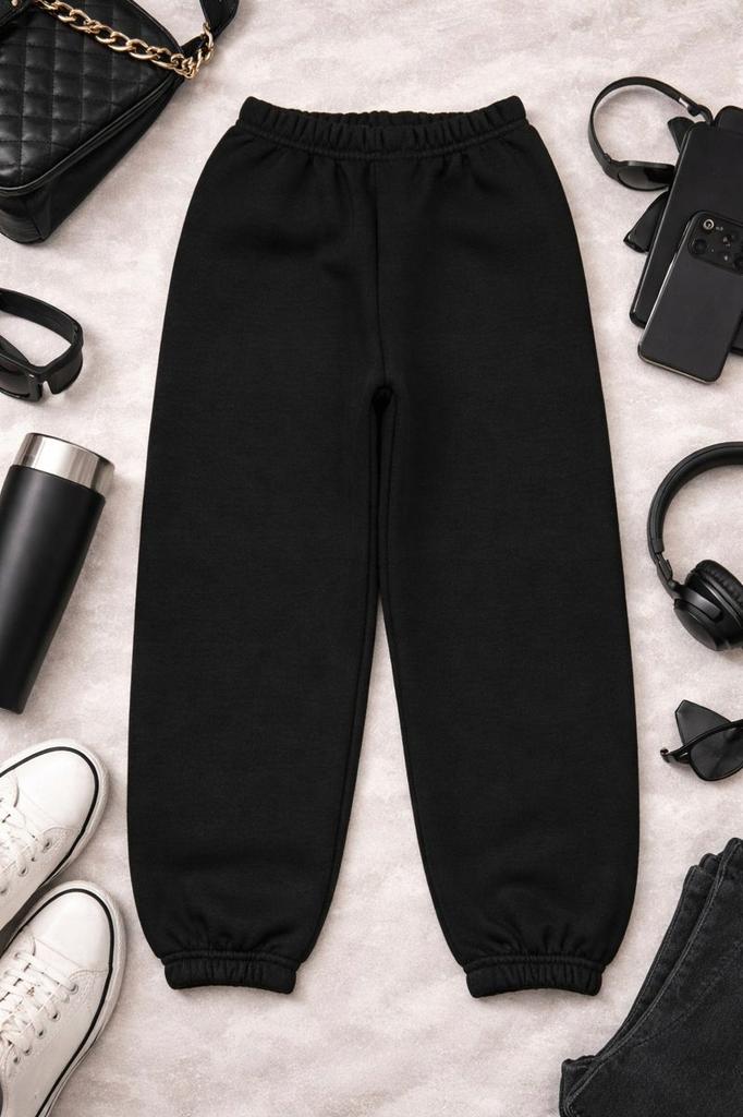 Sweatpants Women' Youth Insulated With Fluff Autumn Winter Black