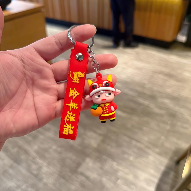 Spring Festival Goat Keychain Adorable Lion Hat Design Backpack Pendant for Colleague Holiday Gifts
