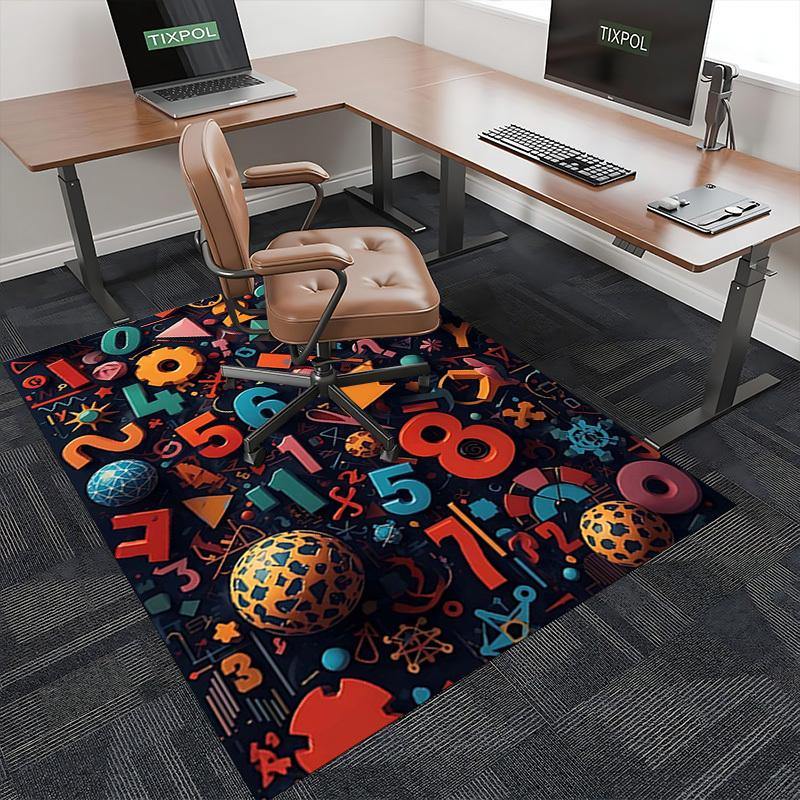1pc Colorful Numbers and Shapes Chair Mat - Festive Gift for Office Chairs, Universal Floor Protector for Home Decor, Suitable for All Seasons.P025