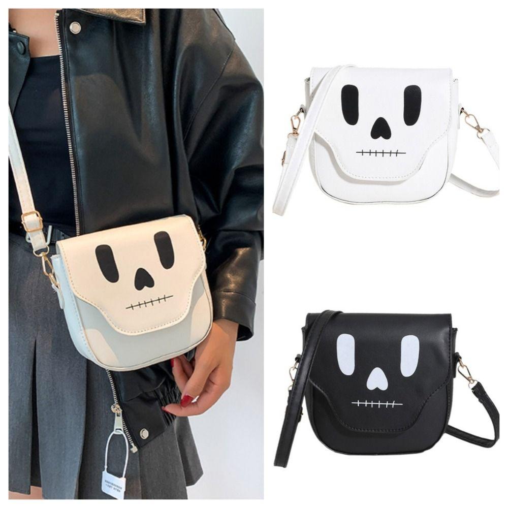 

Harajuku Ghost Shoulder Bag PU Leather Small Square Bag Gift Ghost Crossbody Bag Male