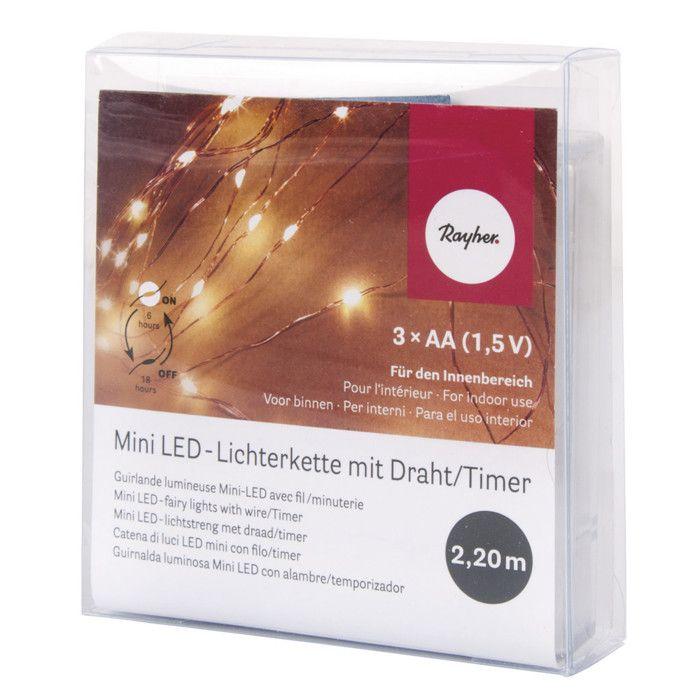 Mini-chain Lumin. LED Off. String Light/timer, 220cm, 20LED, Battery Operated, Bright Yellow