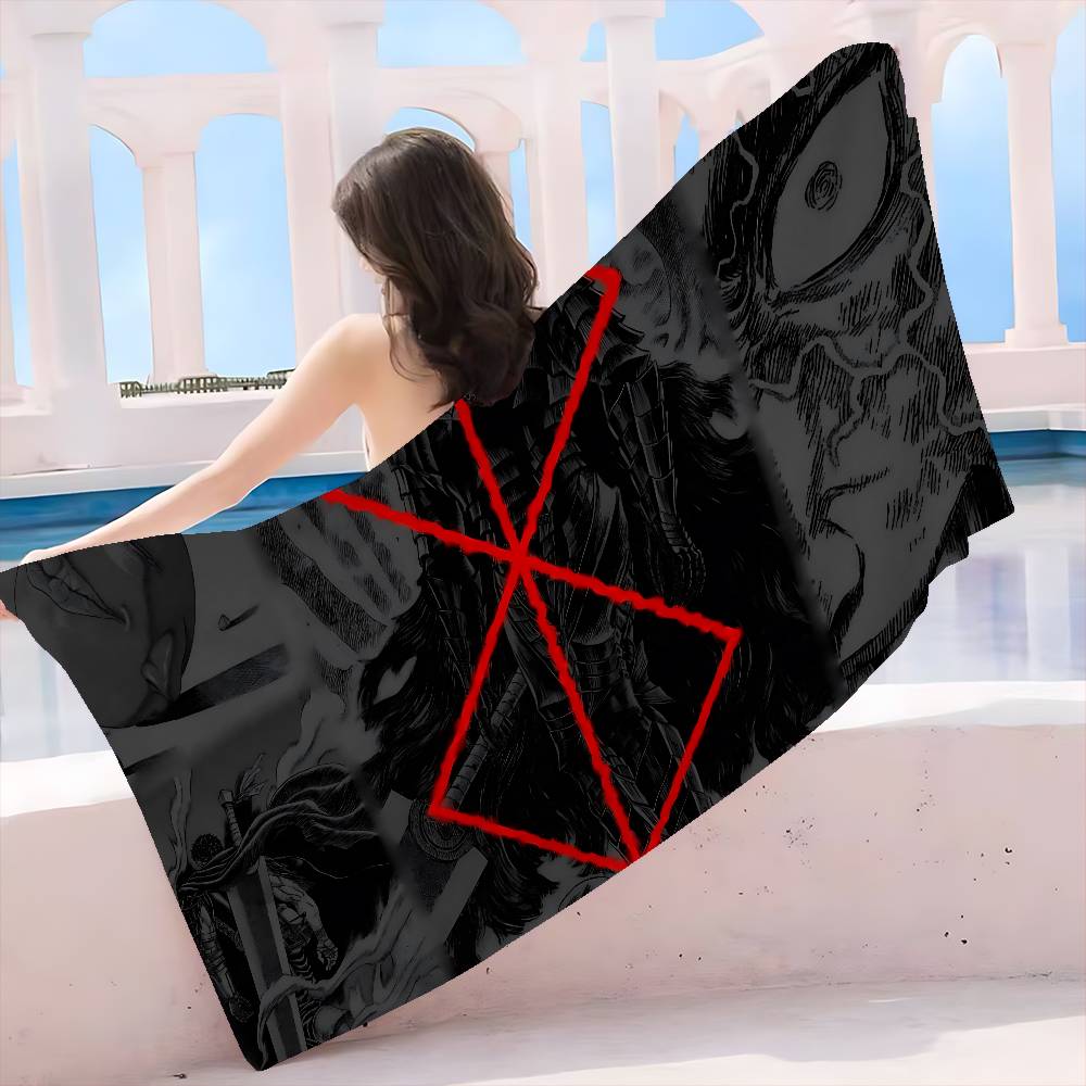 1pc Anime logo B-berserk Guts Microfiber Beach Towel Absorbent Quick dry Soft Yoga Swimming Resort Mountain Climbing Towel