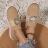 Fashion Rhinestone Mesh Knitted Loafers for Women Mesh Breathable Slip-On Casual Flats Woman 2025 Autumn Soft Sole Walking Shoes Ladies