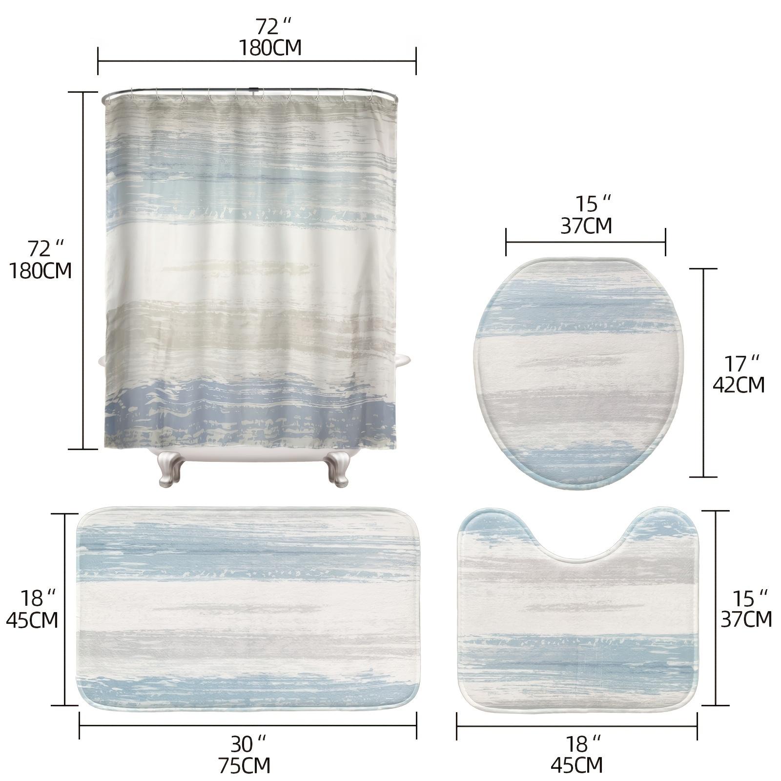 

Набор из 4 предметов для ванной комнаты с занавеской для душа и ковриками, нескользящий коврик для ванной, крышка для унитаза, 12 крючков, краска синего цвета, аксессуары для декора 4Pcs