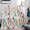 1Pc Simple Geometry Print Flannel Blanket, High Quality Comfortable for All Seasons, Home Decor, Warmth and Comfort, Perfect for Christmas Gifts W18