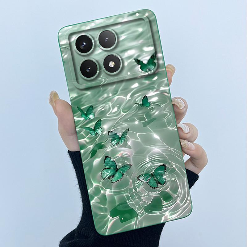 For Xiaomi Poco X6 Pro 5G Case Poco X6Pro Back Cover Fashion Simplicity Floral Soft Liquid Silicone Shell For PocoX6 Pro Fundas