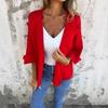 Frühling Herbst Damen Imitation Wildleder Jacke Revers Langarm Offene Vorderseite Mantel Einfarbige Regulärer Stil Oberbekleidung