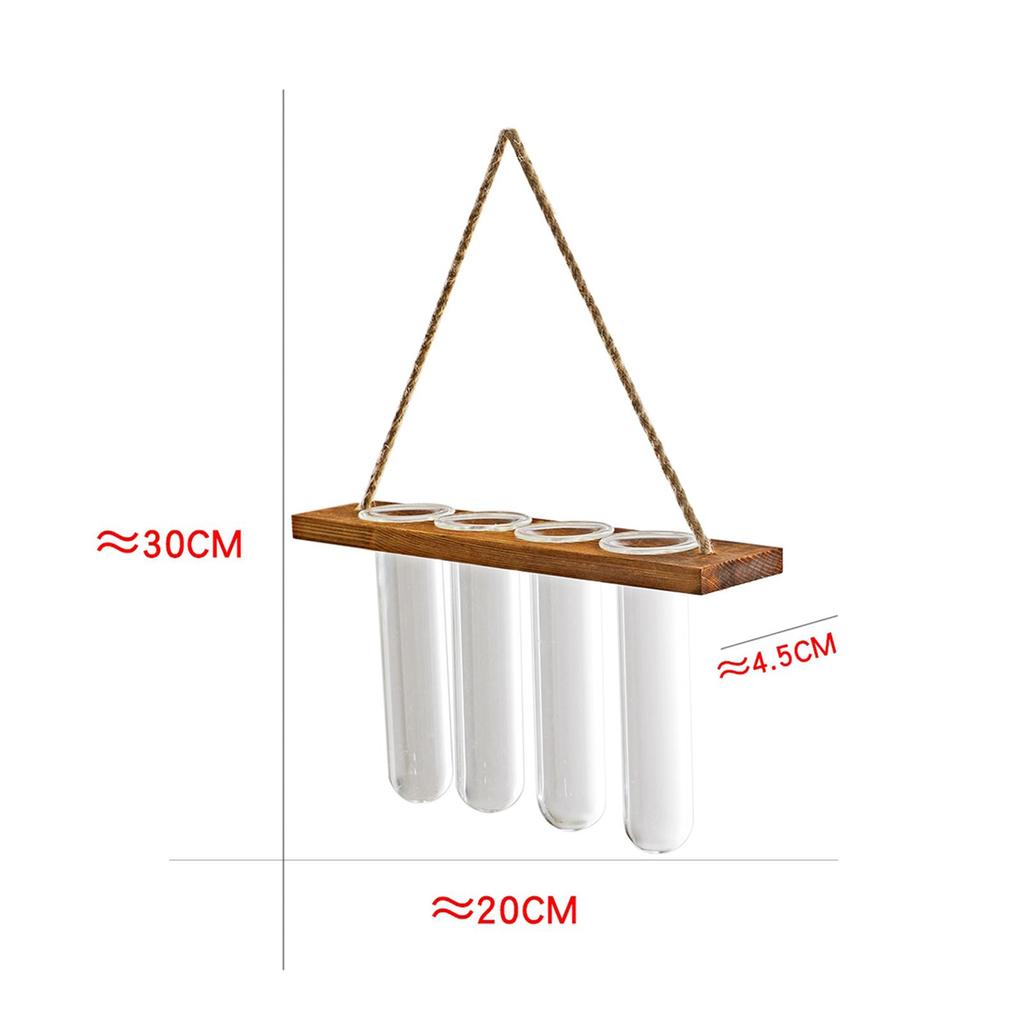 Glass Hanging Planter Terrarium Hydroponics Wood Plants Test Hook Tube