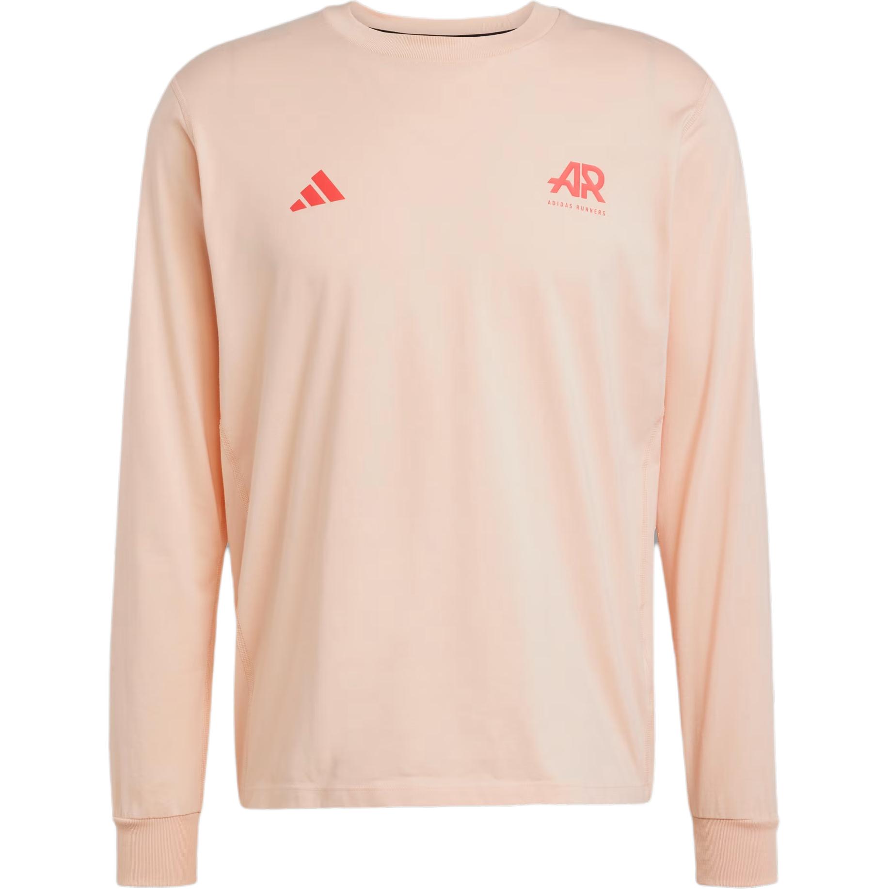 

Adidas Letter Round Neck Long Sleeve T-Shirt Unisex Tops Pink-Coral JG3980 M