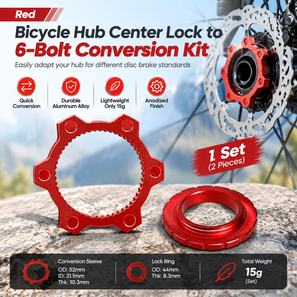 Bicycle Hub Center Lock to 6-Bolt Conversion Kit