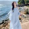Pure desire wind neck strap suspender dress women's summer seaside vacation French backless high-end white dress