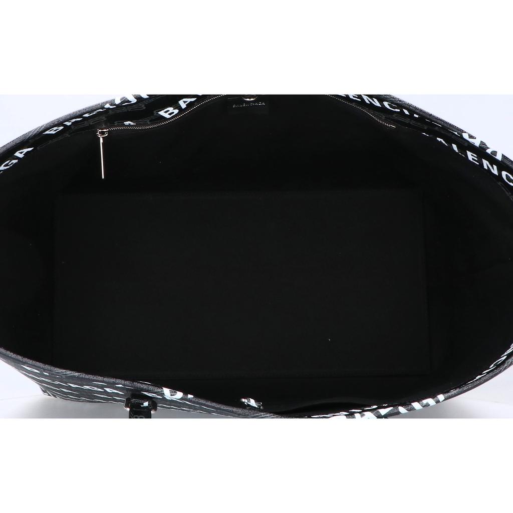 BALENCIAGA 702703 210HC Coated Canvas BB All-Over Logo Tote Bag Black x whiteUsed