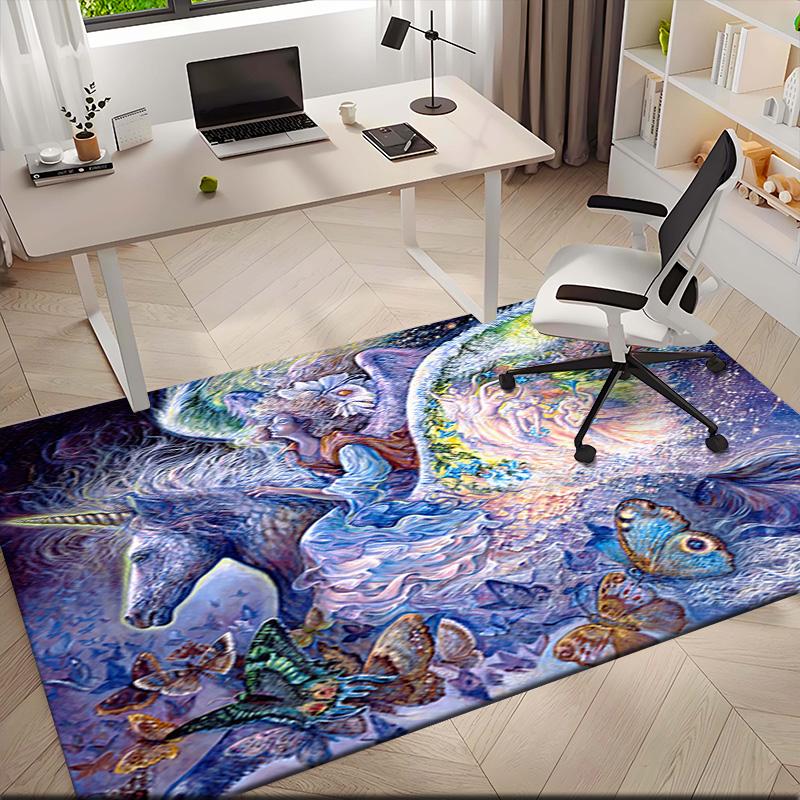 1pc Medieval Pastoral Magic Unicorn Carpet Rug for Living Room Bedroom Home Sofa Decoration,Kids play Non-slip Floor Mat