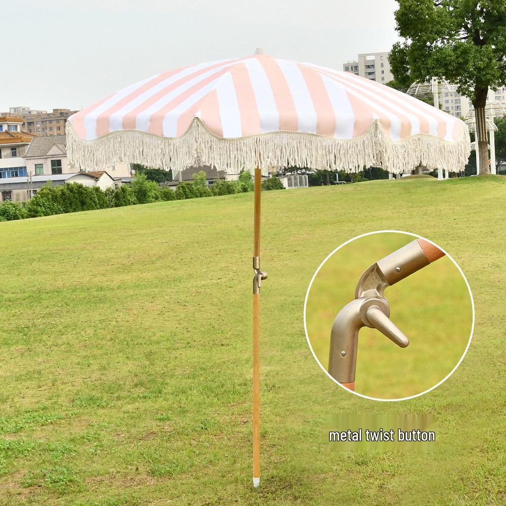 Outdoor Tassel Patio Umbrella: Beach, Scenic, Leisure, Hotel & Villa Sunshade