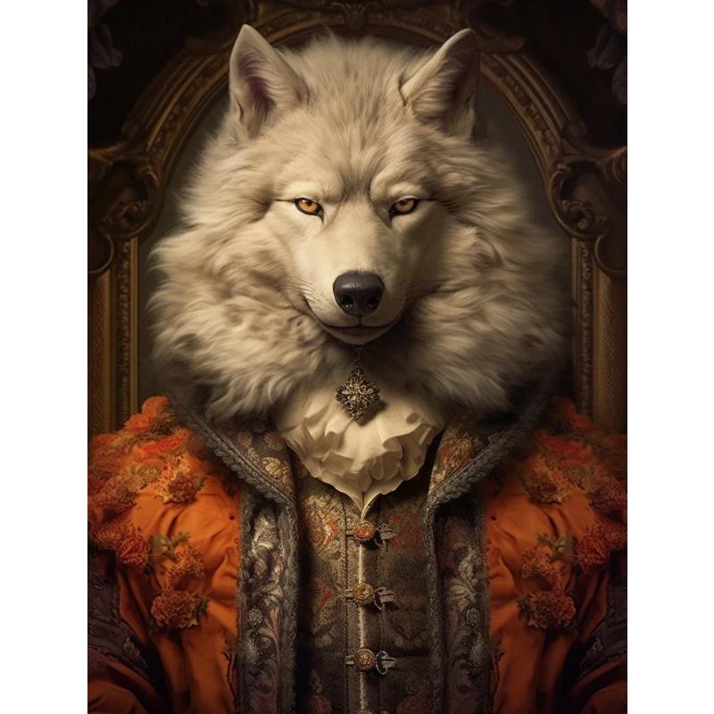 Funny Pet Dog Renaissance Animal Portraits Minimalist Wall Art Print Canvas Painting for Living Room Modern Home Decor
