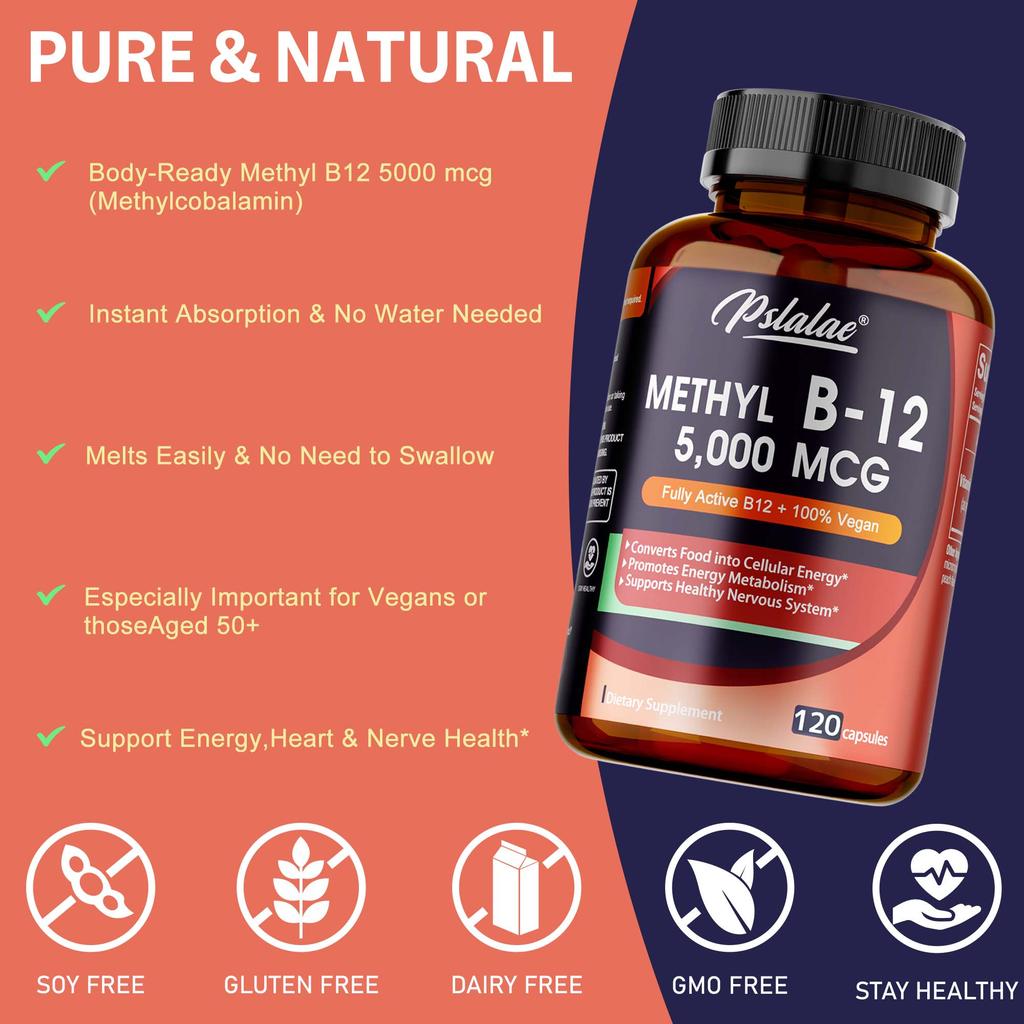 Vitamina B-12 5000mcg - Energia, Umore, Metabolismo e Supporto al Sistema Nervoso