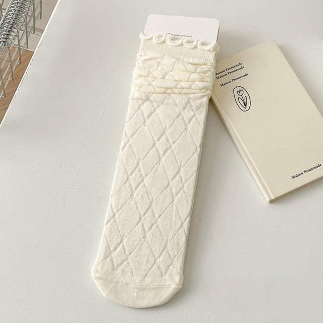 Cotton Ruffles Ankle Socks Women Lolita Cute Kawaii Korean Stocking Girl Spring Black White Middle Tube Japanese Sox