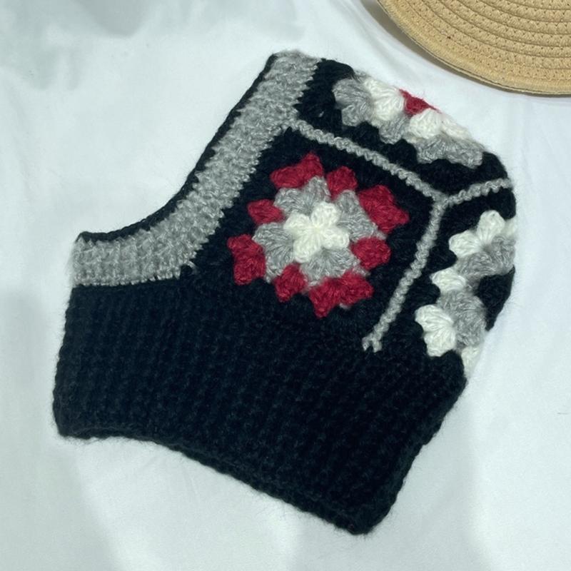 Dzianinowa kominiarka z wzorem kwiatowym dla uczniów, dorosłych. Wiatroszczelna czapka zimowa, ochrona szyi. Dla nastolatków, utrzymująca ciepło. Czapka rowerowa