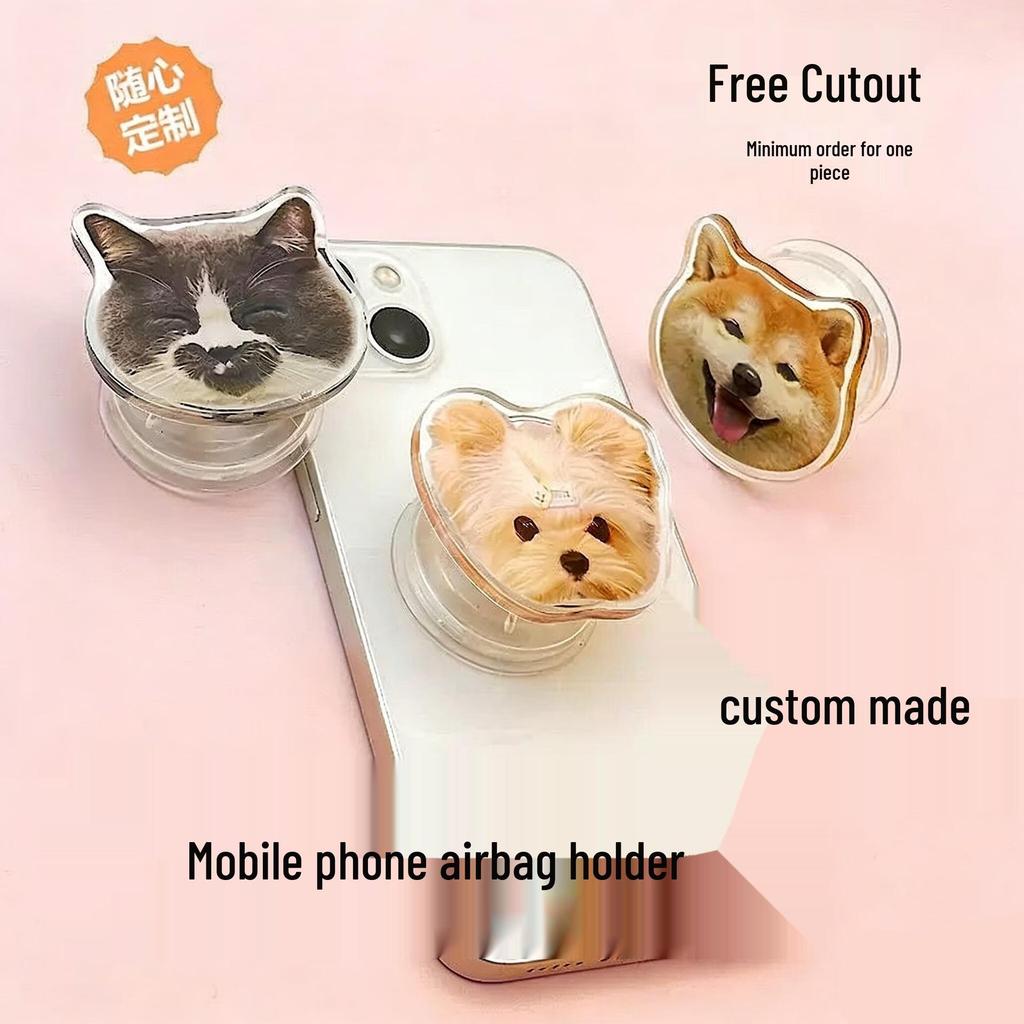 Customizable Acrylic Phone Holder: Baby/Pet Portrait, Rotatable, Retractable, Magnetic Airbag Sticker