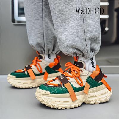 Sneakers Zeppa Uomo Designer Suola a Pneumatico Scarpa Sportiva Moda Casual Tessuto Pelle Traspirante Scarpe Rialzanti per Uomo