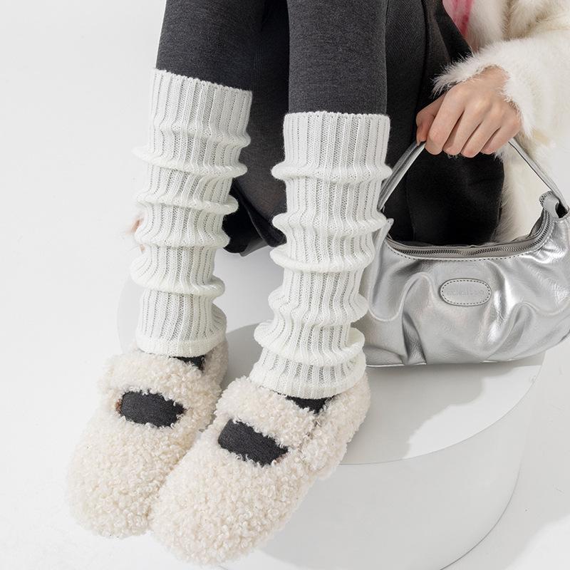 Boots Still Cotton Socks Cover Vertical Strip Small Luo Kou Basic Stacking Socks Knitted Wool Babes Warm Calf Socks