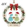 Durable Acrylic Holiday Pendant Best Friends Christmas Wreath Pendant, Hanging Ornament, Seasonal Home Wall Decor Decorative Piece for Party