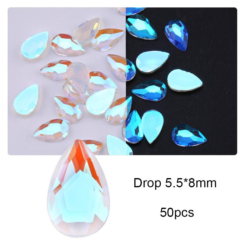

Гальваническое покрытие Aurora Ab Nail Art Diamond Xiaohongshu Warm Elf Internet Celebrity Flat Bottom Special-Shaped Diamond 50Pcs/pack